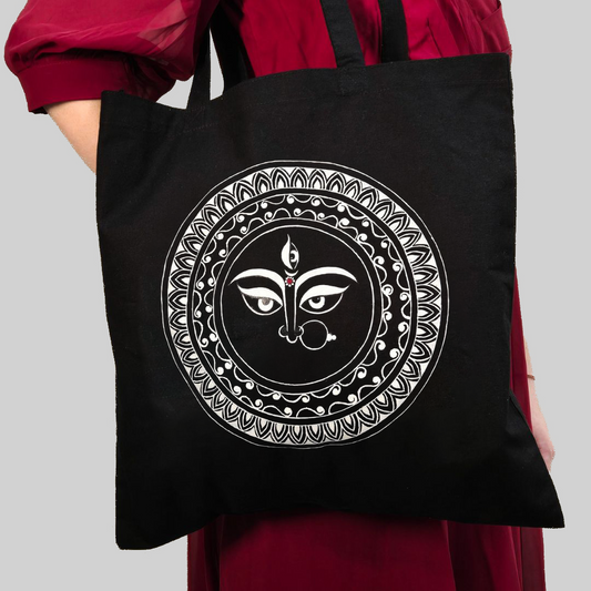 Hand-Painted Durga Face Tote Bag