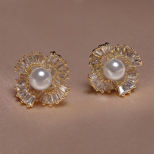Silver Precious Pearls Stud Earrings