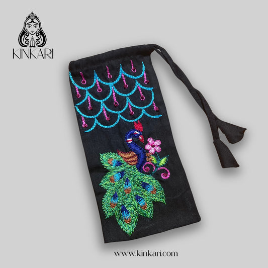 Hand-Embroidered Peacock Sunglasses/Mobile Cover
