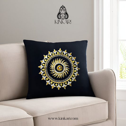 Hand-Embroidered Chakra Cushion Cover